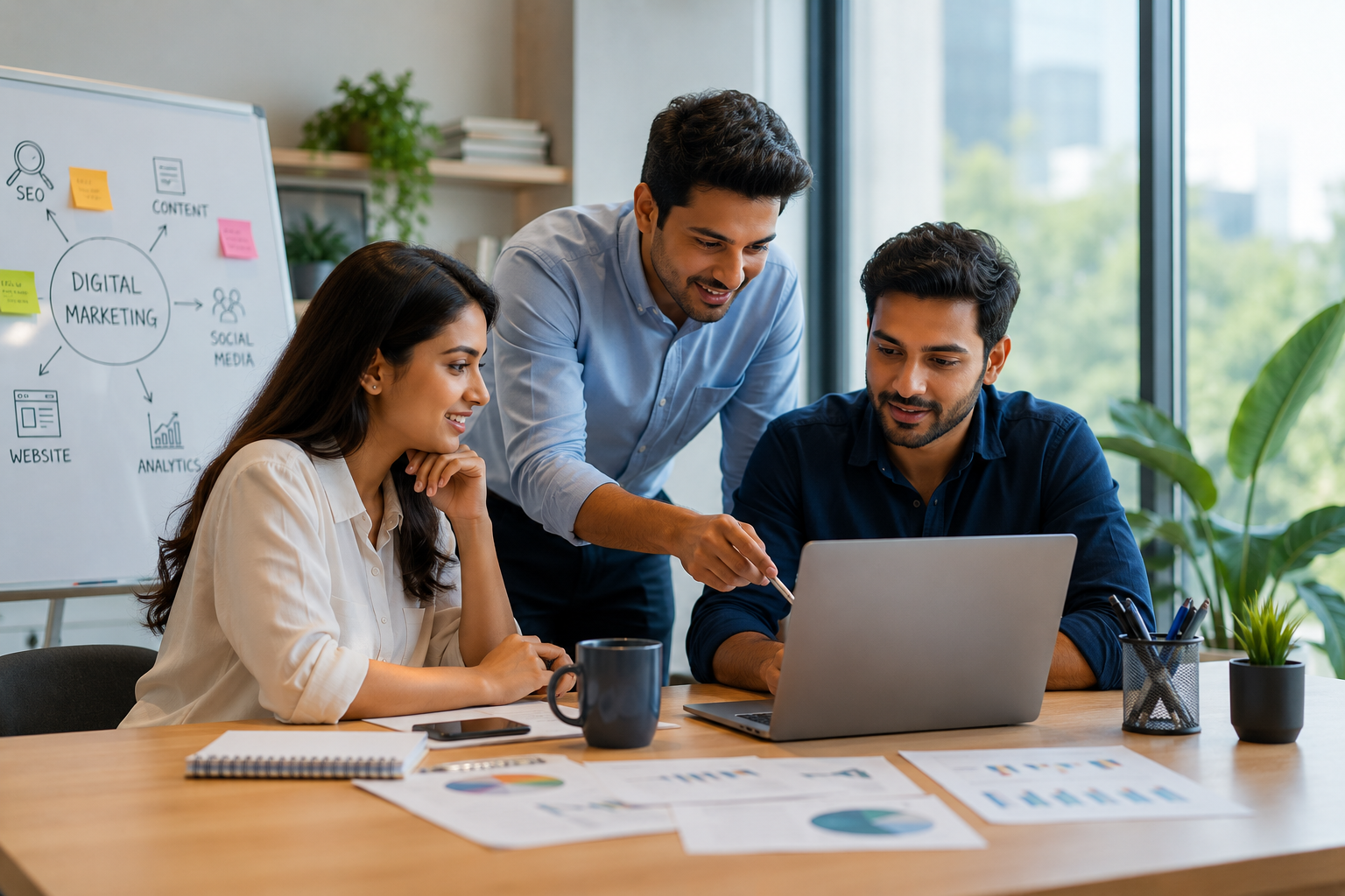 Digital Marketing Agency team planning SEO, social media and Google Ads strategy